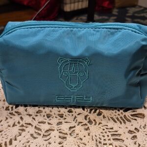 Effy Teal Zippered Satin Jewelry Or Makeup Pouch
